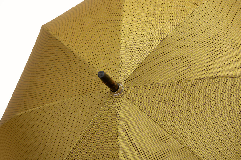 Mario Talarico yellow polka dot umbrella in chestnut wood