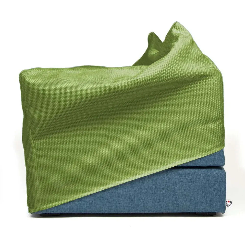 TOUF BLUE, Blue Base Pouf Bed and Pouf Cover 70x63