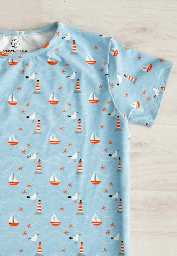 Two-piece bamboo pajamas - Sea - Blue balloon
