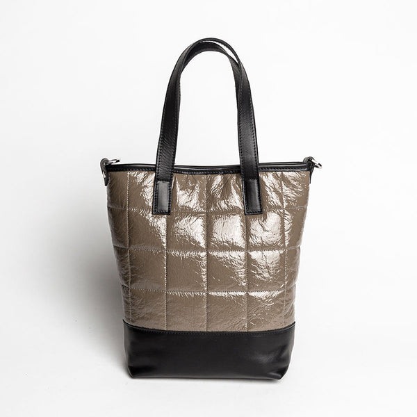 NAPLAK - Tote in nappa leather and taupe eco-patent