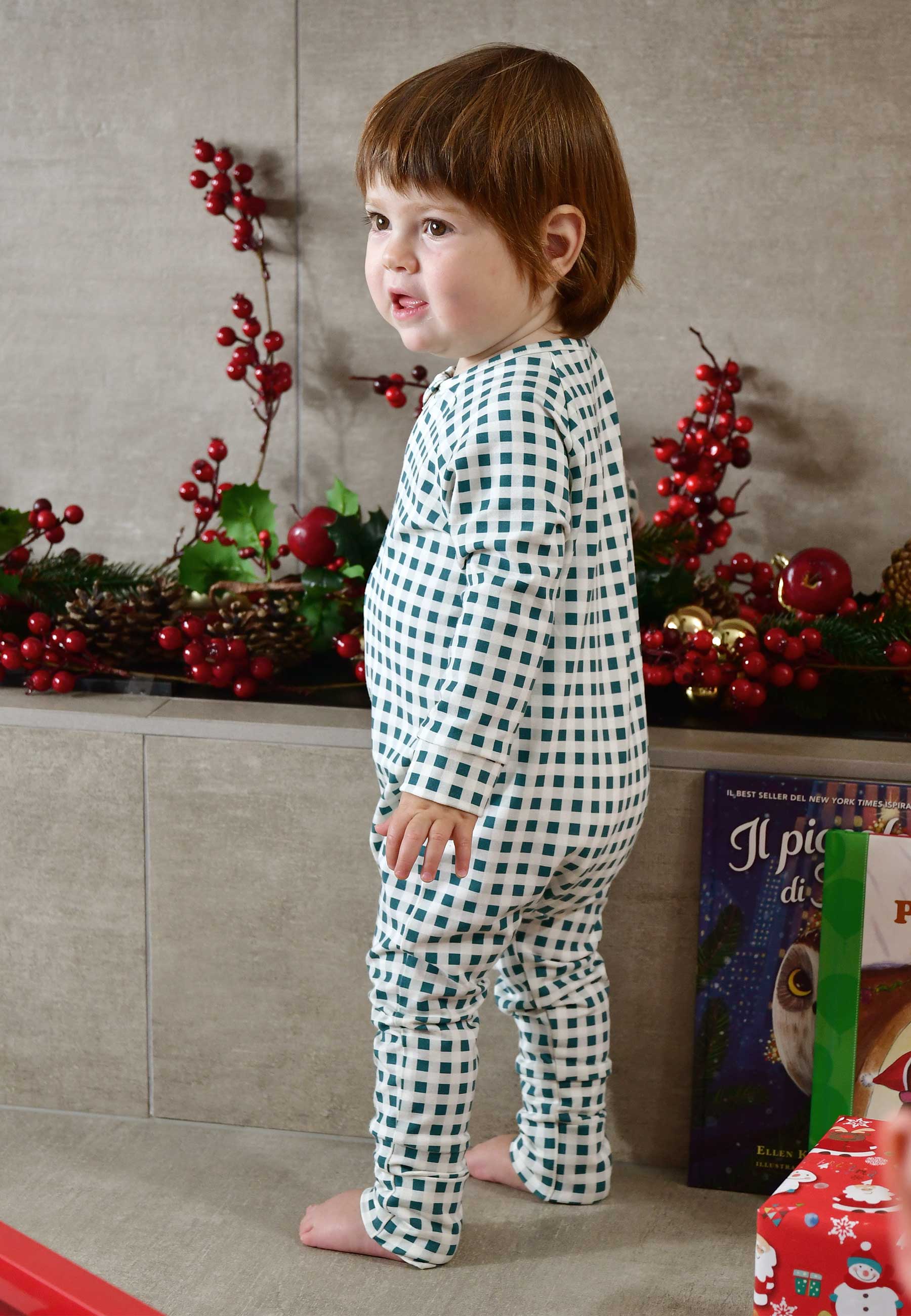 Tutina con zip in bambù - Abete - Palloncino blu