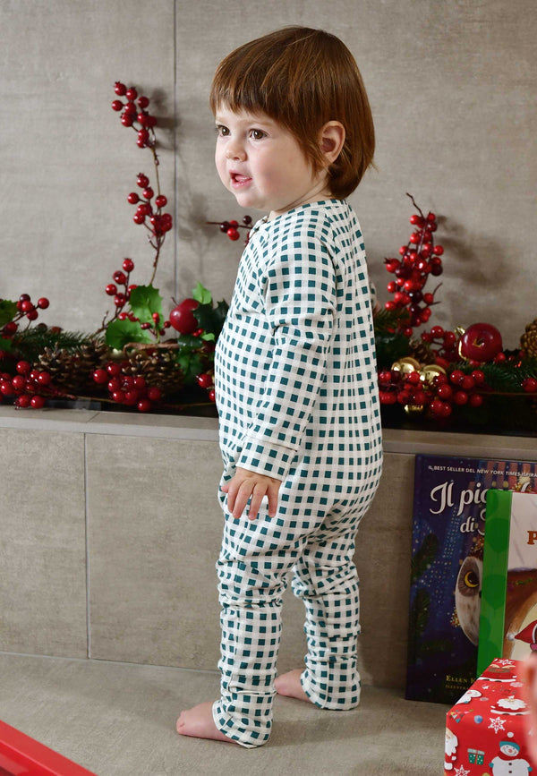 Tutina con zip in bambù - Abete - Palloncino blu