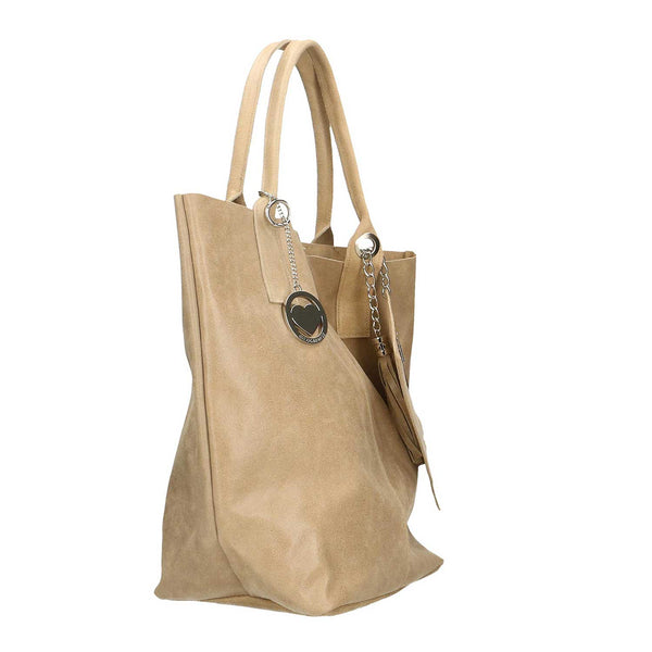 Women's Large Spatula Leather Shopper Bag with Clutch - 5190 