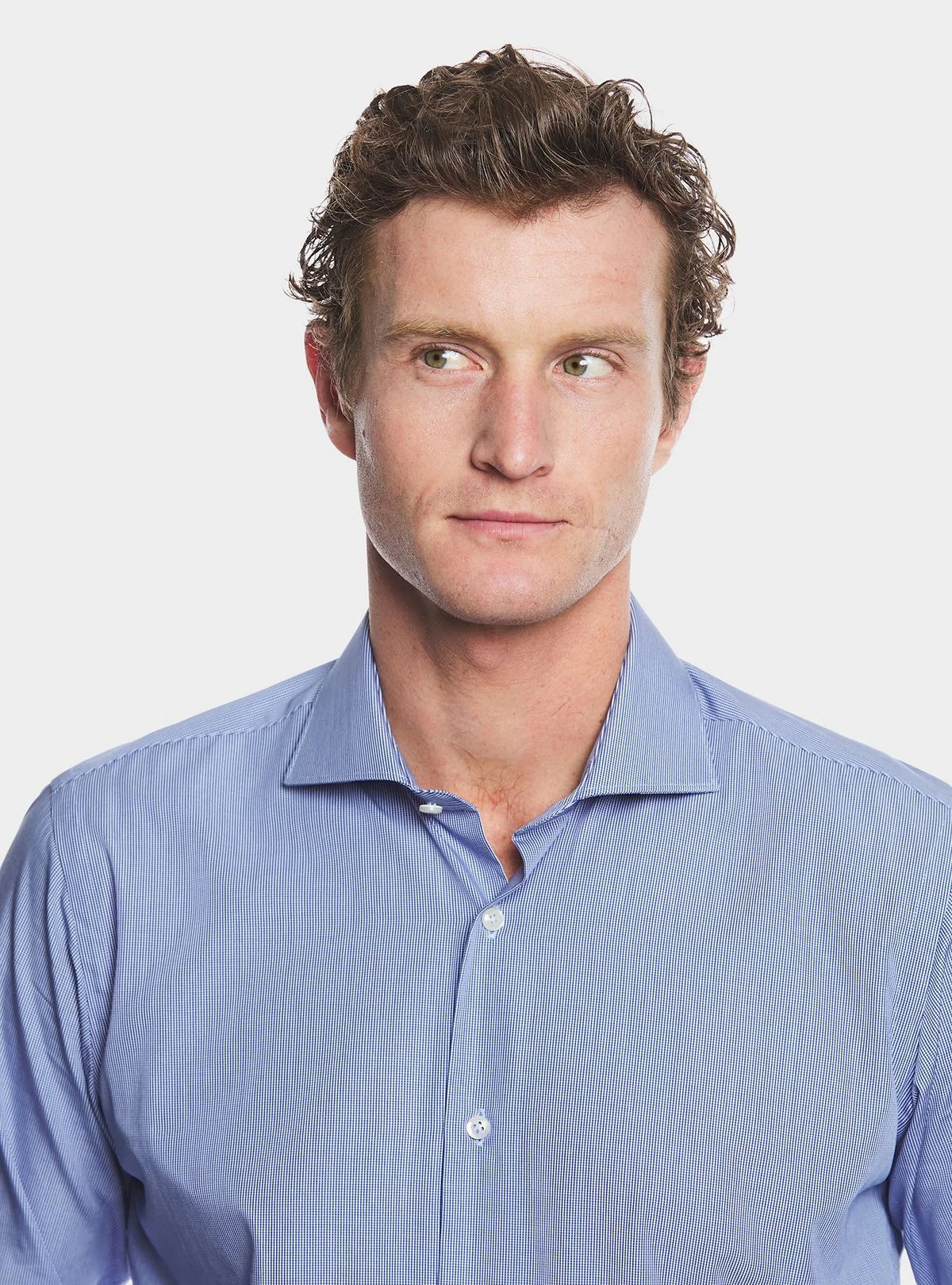 French collar shirt in micro houndstooth cotton