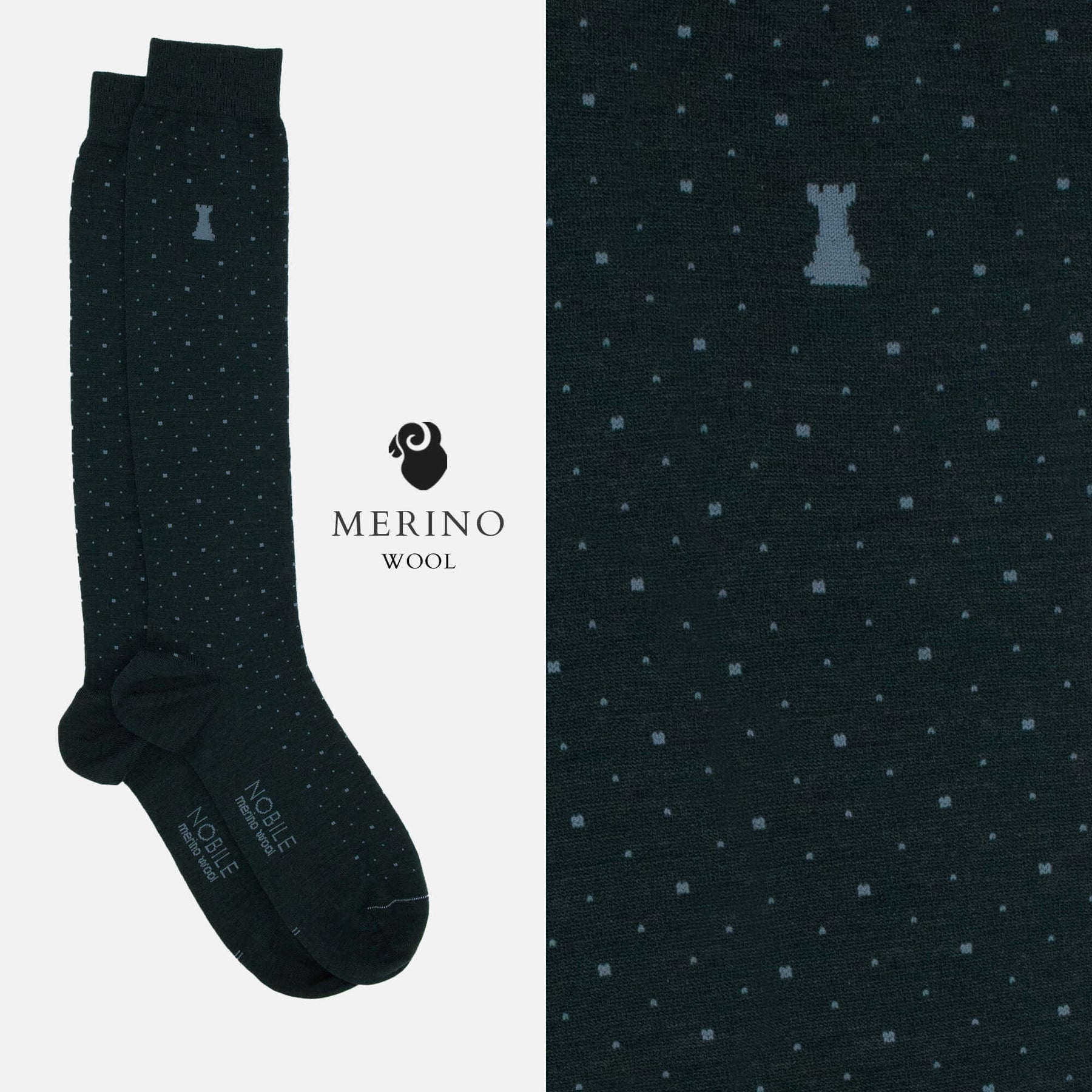 St. Moritz - Box of 6 Merino Wool Long Socks - Ribs &amp; Pois