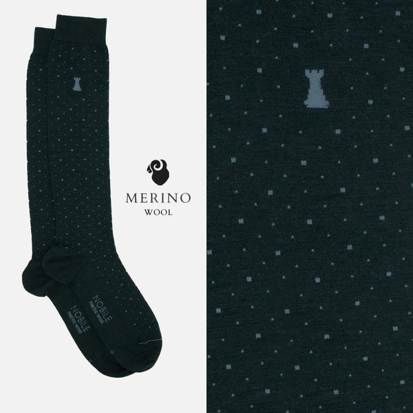 St. Moritz - Box of 6 Merino Wool Long Socks - Ribs &amp; Pois