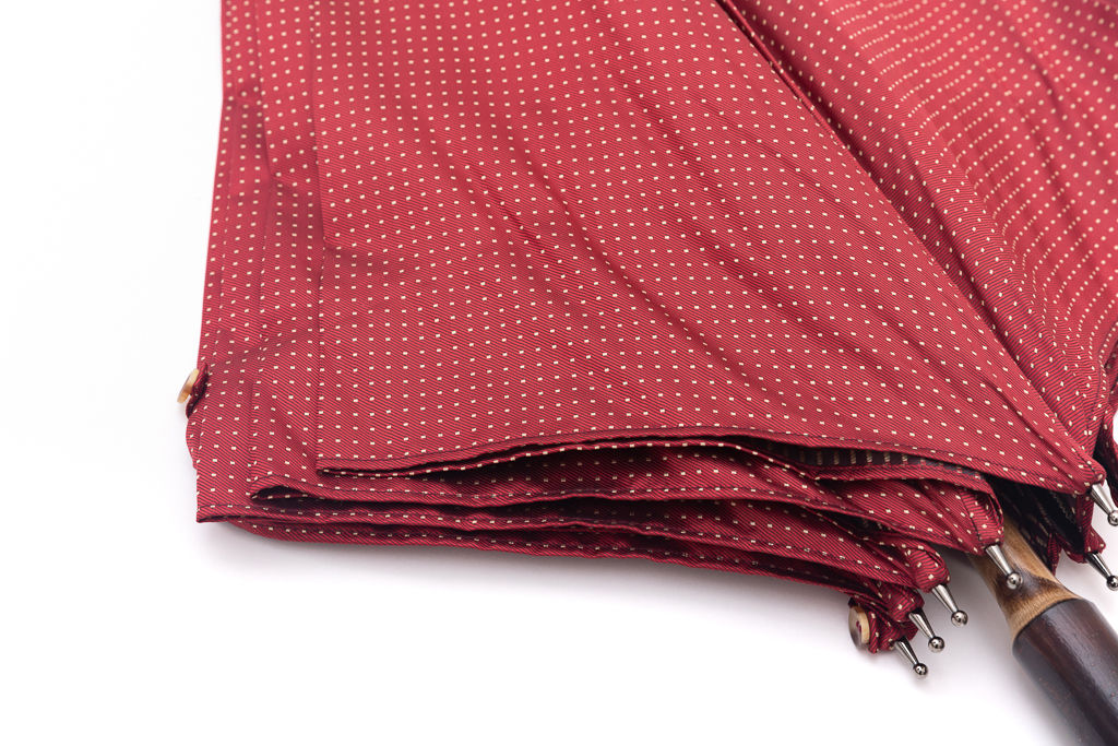 Mario Talarico red polka dot chestnut wood umbrella