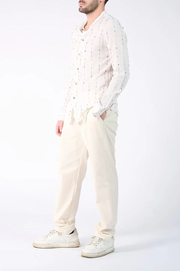 Camicia Coreana Cotone Tramata