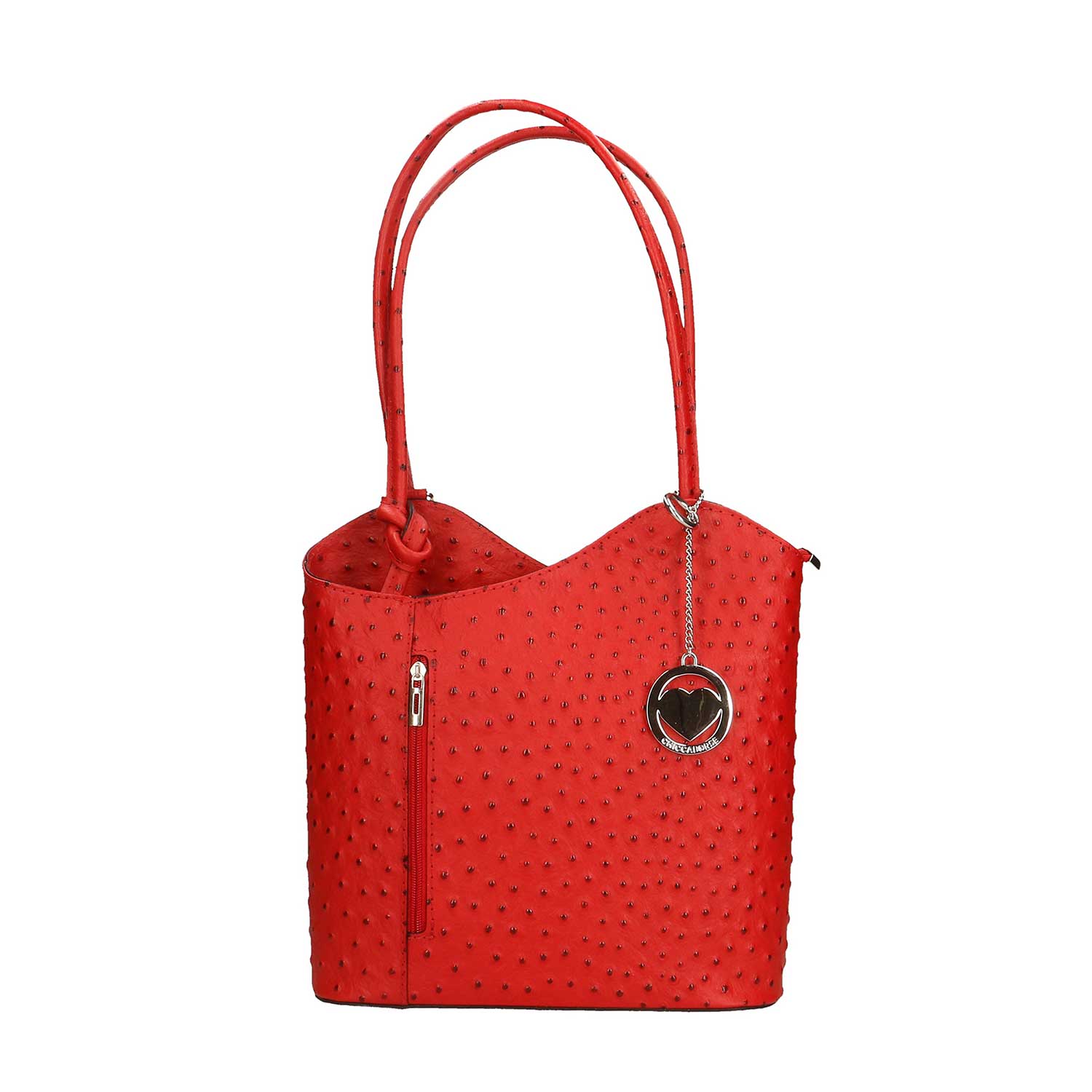 Women's Ostrich Print Leather Shoulder Bag - Cancun 3005. 