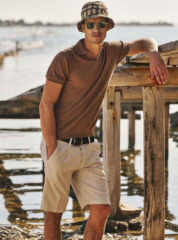 PRINCE OF WALES FABRIC BERMUDA SHORTS