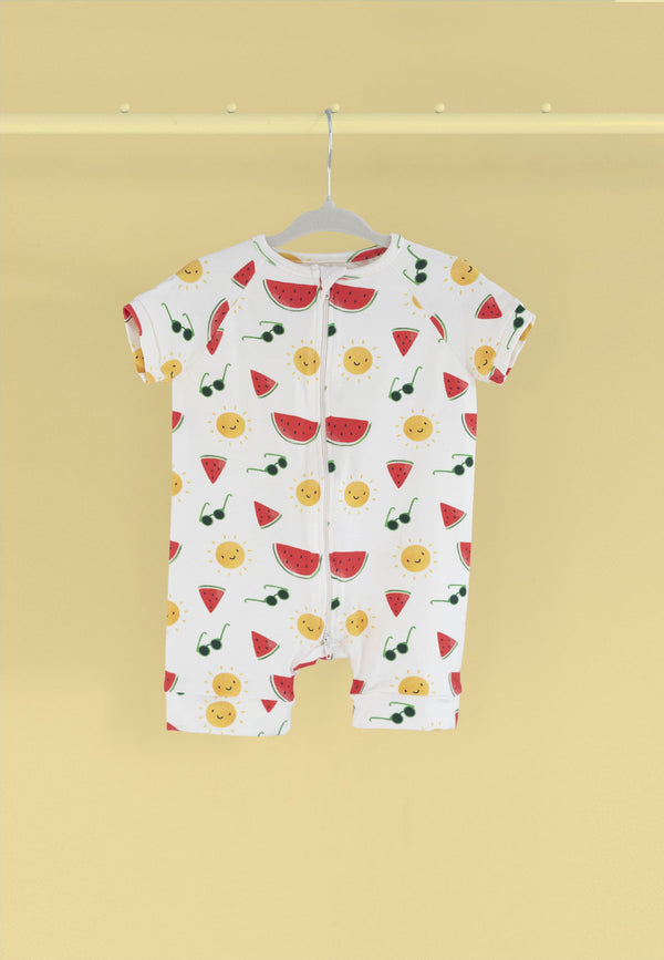 Tutina con zip in bambù - Summer vibes- Palloncino blu