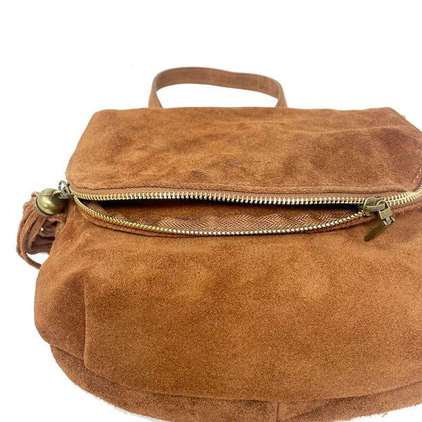 Women's Suede Leather Shoulder Clutch Bag - 80057. 