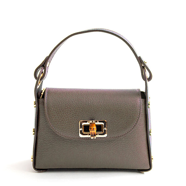 BAMBU' - borsetta con borchie in pelle taupe