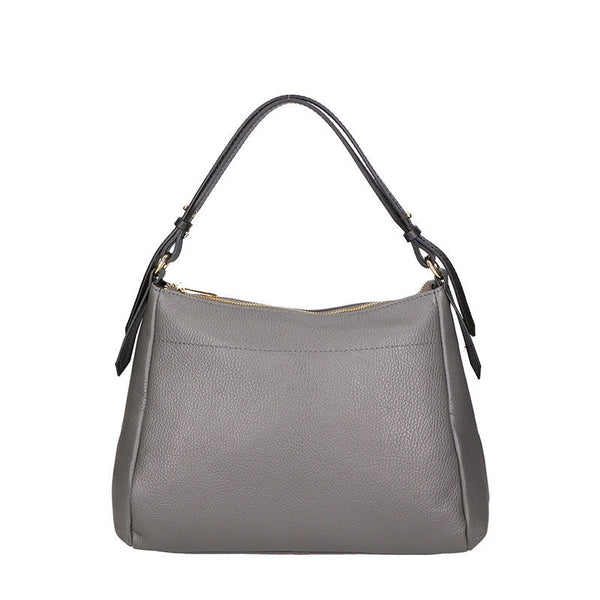 Women's Leather Handbag Contrast Handles - 6675.