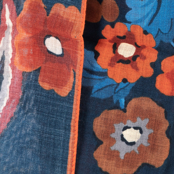 Blue fantasy scarf in pure wool