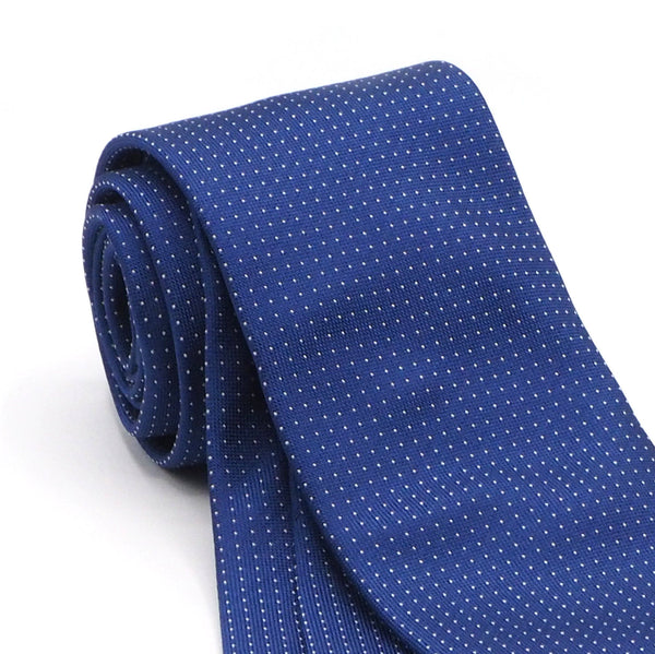 Blue tie with white micro polka dots 