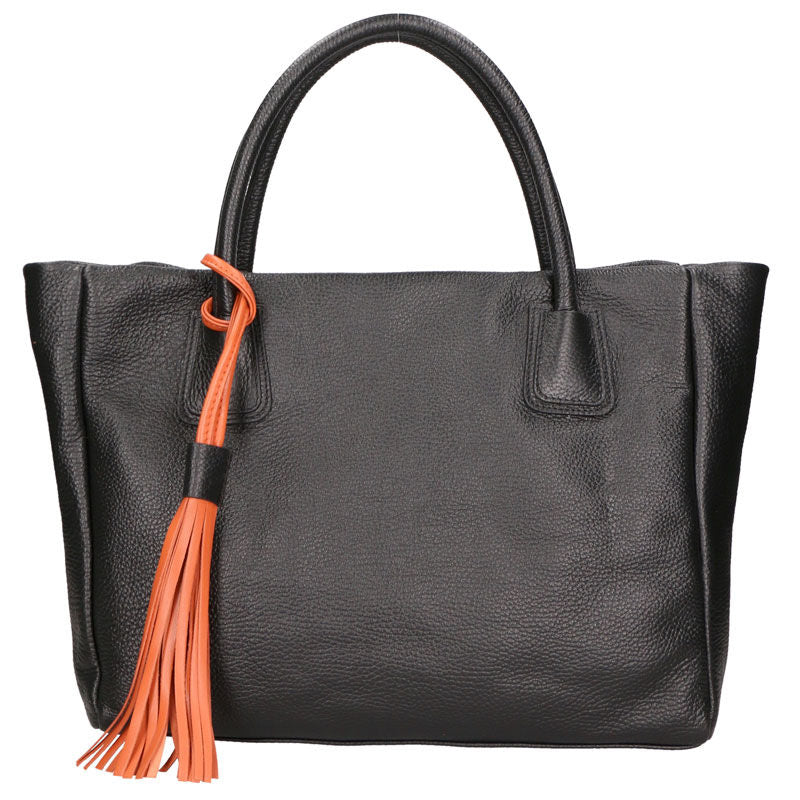 Large Women's Handbag with Leather Pendant - 6503.