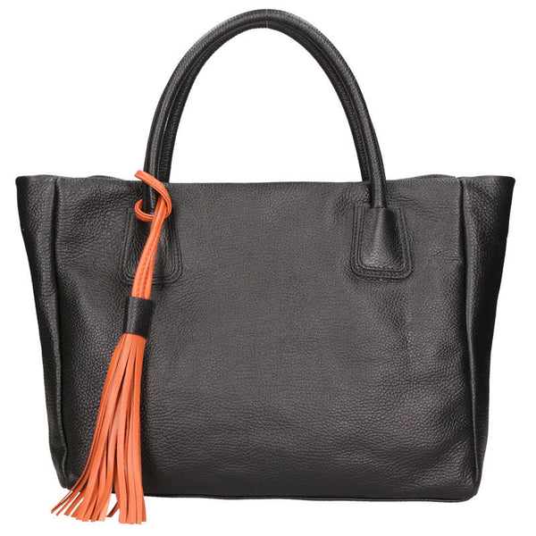 Large Women's Handbag with Leather Pendant - 6503.