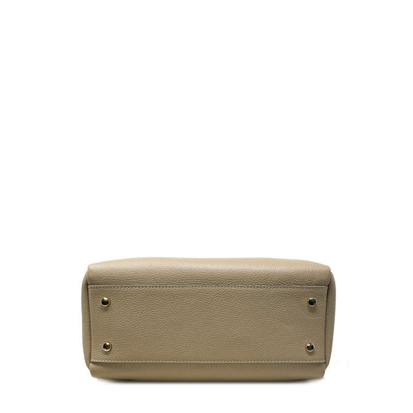 Large Women's Handbag in Dollaro Leather with Metal Handles - Bologna 34023.
