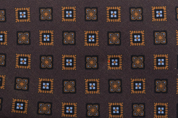 Cravatta marrone con geometria pura seta