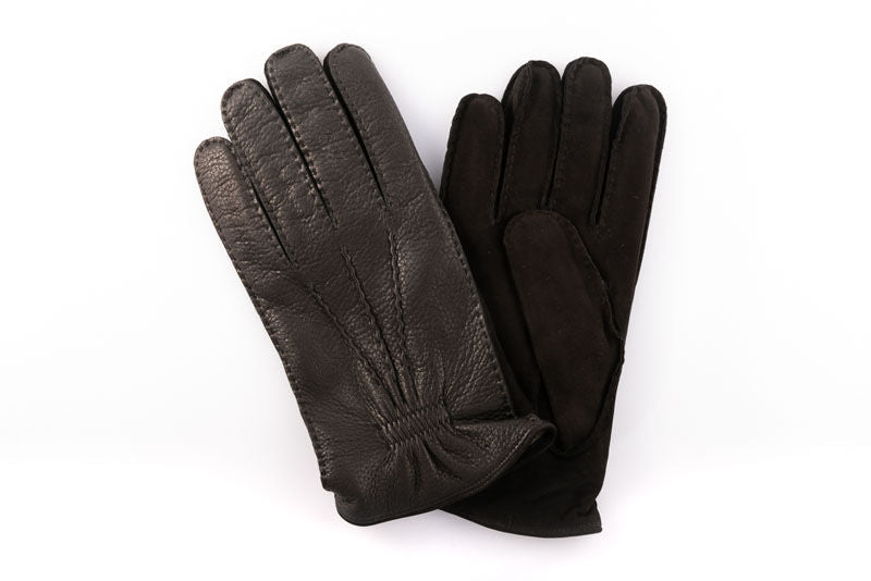 Black leather gloves