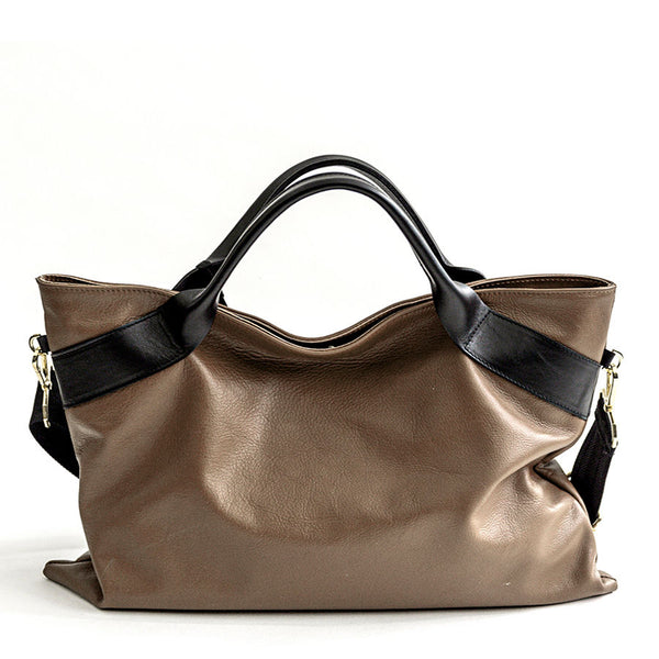 SIENNA IT/AM - Taupe nappa leather bag