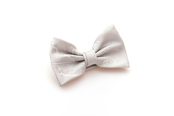 Pearl Grey Embroidered Bow Tie
