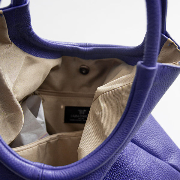 INDIA - Maxi borsa con manico tondo in pelle glicine