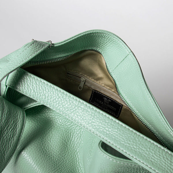 VENICE AM - Zaino/borsa in pelle dollaro menta