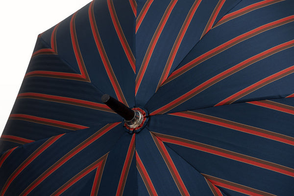 Mario Talarico umbrella blue with red and brown stripes in chestnut wood