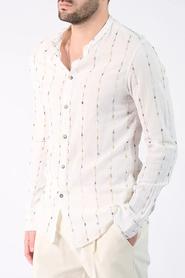 Camicia Coreana Cotone Tramata