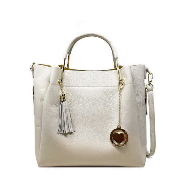 Large Women's Handbag in Dollaro Leather with Metal Handles - Bologna 34023.