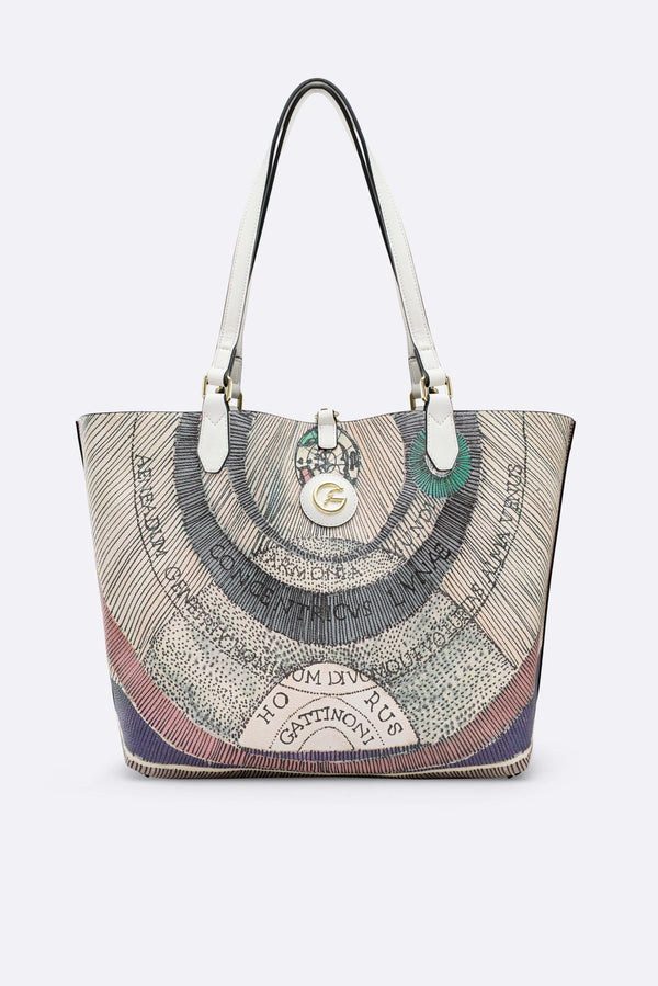 Shopping Bag Reversibile Bianca Planetarium Watercolor