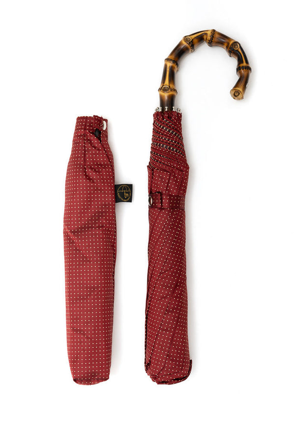 Mario Talarico Folding Umbrella Red Bamboo Handle