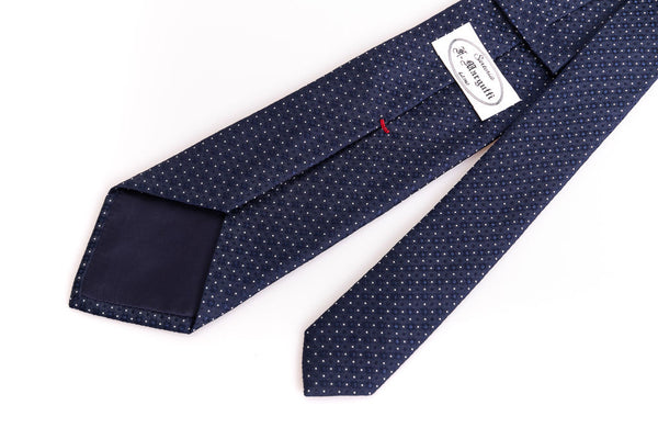 Navy blue tie with micro polka dots in pure silk