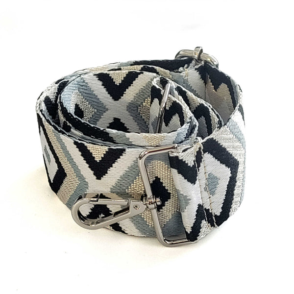 SHOULDER BAG in blue and white fabric