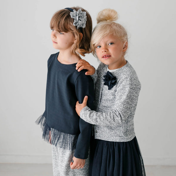MILAN STITCH SWEATER WITH TULLE RUFFLES