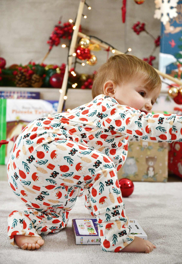 Tutina con zip in bambù - Magia del Natale - Palloncino blu