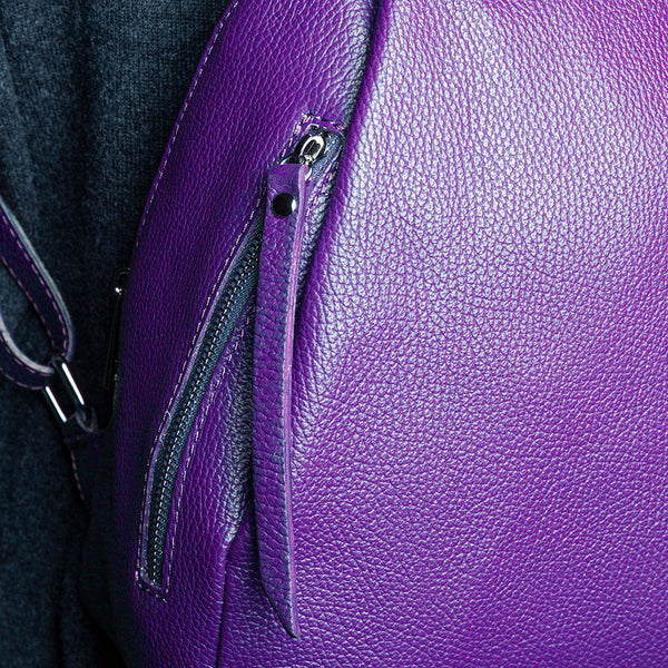 ZIP - Purple Dollar Leather Backpack