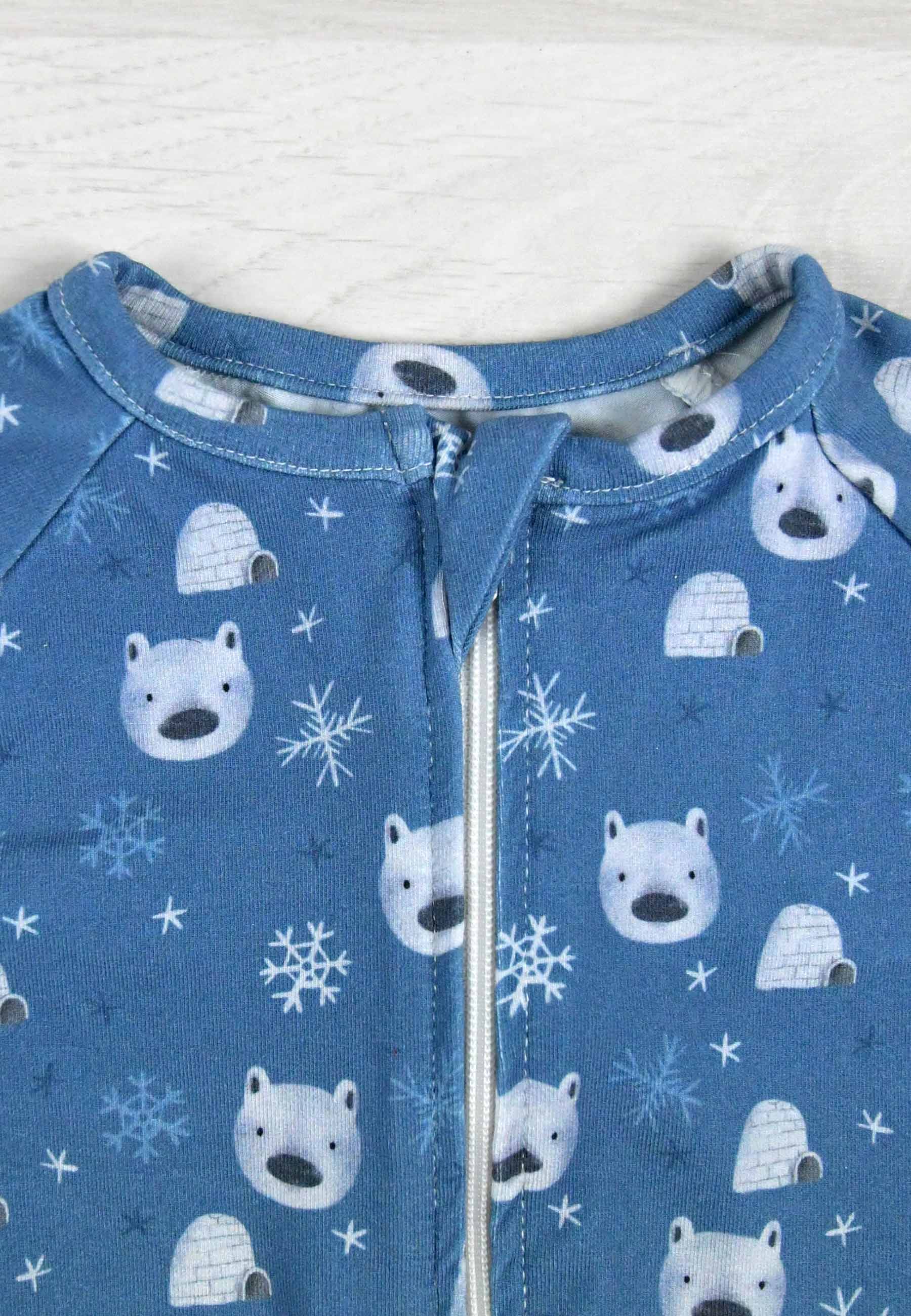 Bamboo Zip Up Romper - Polar Bear - Blue Balloon