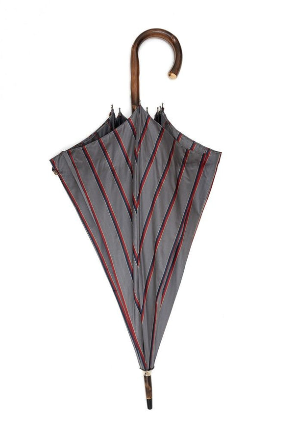 Mario Talarico grey striped chestnut wood umbrella