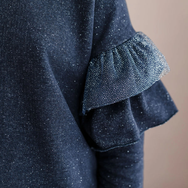 MAGLIA DETTAGLIO FRAPPE IN TULLE