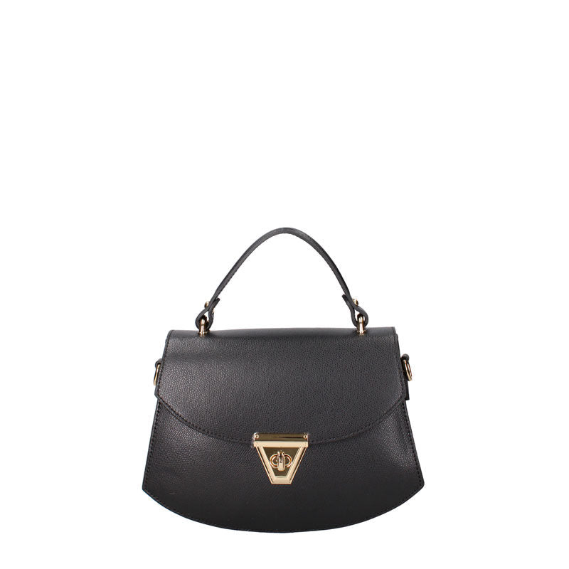 Small Leather Women's Handbag with Twist Closure - 7202. 