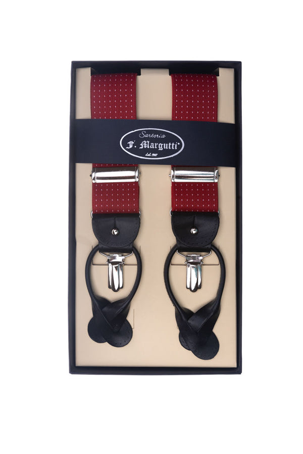 Burgundy micro-polka dot braces