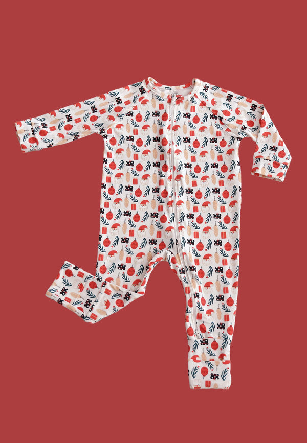 Tutina con zip in bambù - Magia del Natale - Palloncino blu