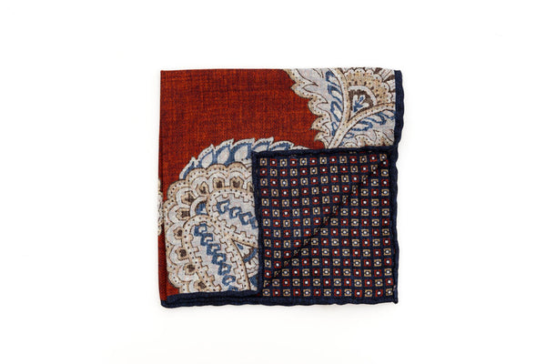 Burgundy patterned clutch bag in pure silk