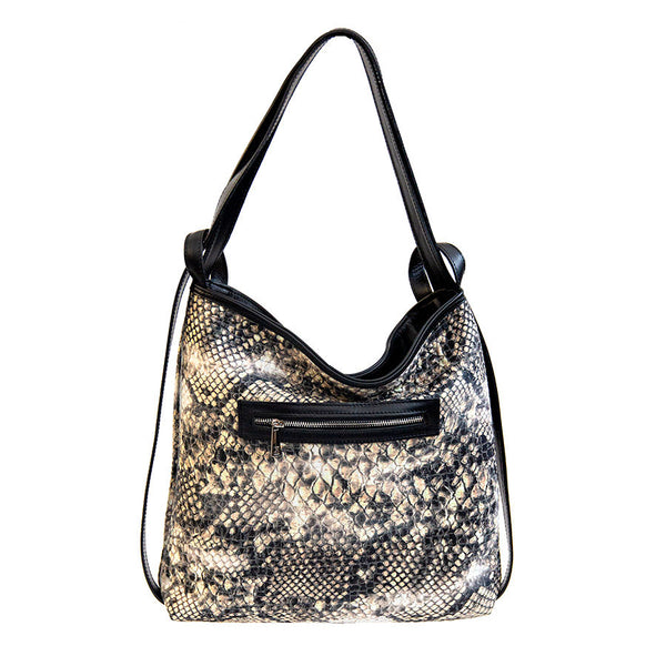 VENICE - Rock leather and fabric backpack/bag