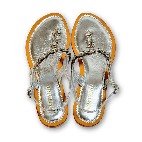 MastroDomenico Women's Handmade Sandals - Marble Silver 