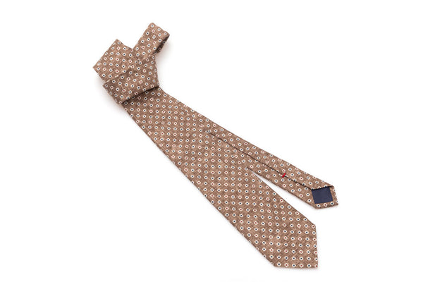 Brown micro-patterned tie in pure silk