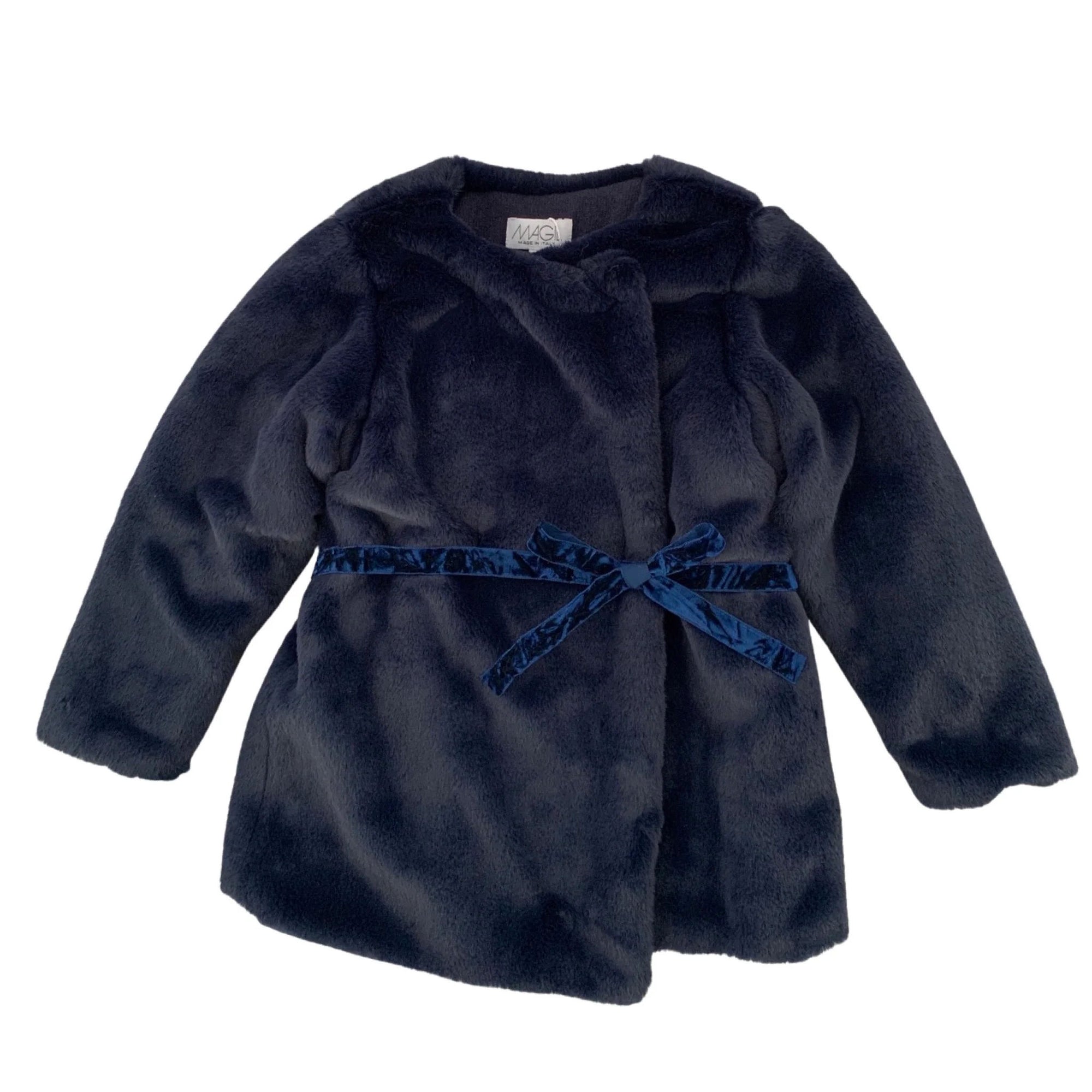 BLUE ECO FUR WITH VELVET BELT